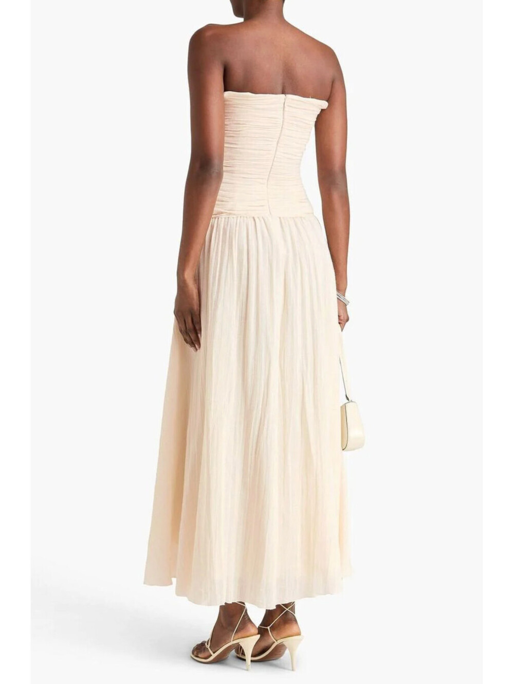 NWT Staud High Tide Asymmetrical Strapless Maxi Dress Ivory Gauze Sz 8/Medium - Picture 8 of 9